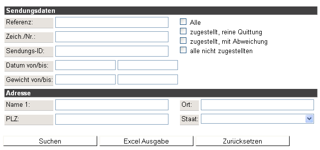 Basic shipment search