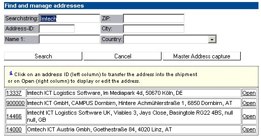 Address for selection